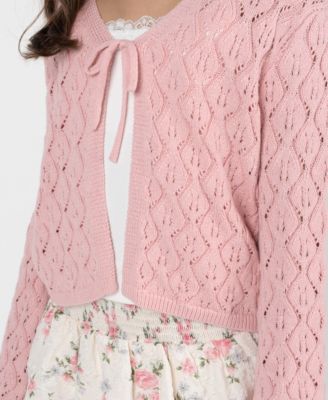 Girls' 7-12 Long-Sleeve Crochet Cardigan, Cami and Skort, 3-Piece Set