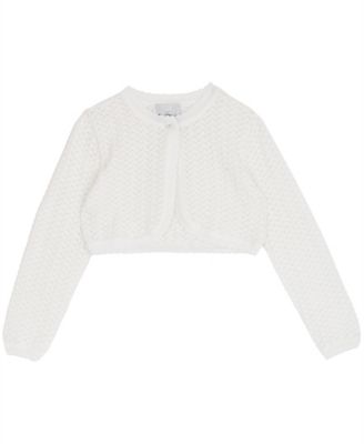 Girls' 2T-6X Crochet Knit Long-Sleeve Cardigan
