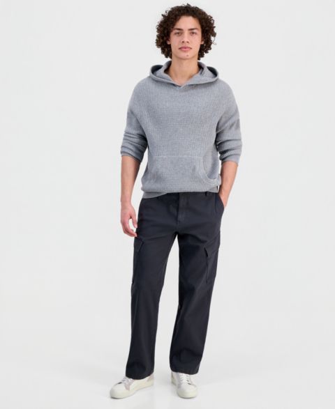 Мужские брюки Sun + Stone Cotton-Blend Angled Cargo, цвет: Чёрный теневой