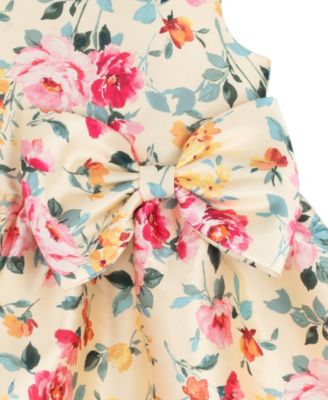 Girls' 2T-6X Floral Mikado Bow Hi-Lo Dress