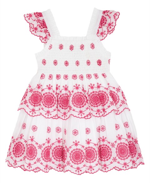Платья Rare Editions Girls' 2T-6X Cotton Eyelet Flutter-Sleeve Dress
