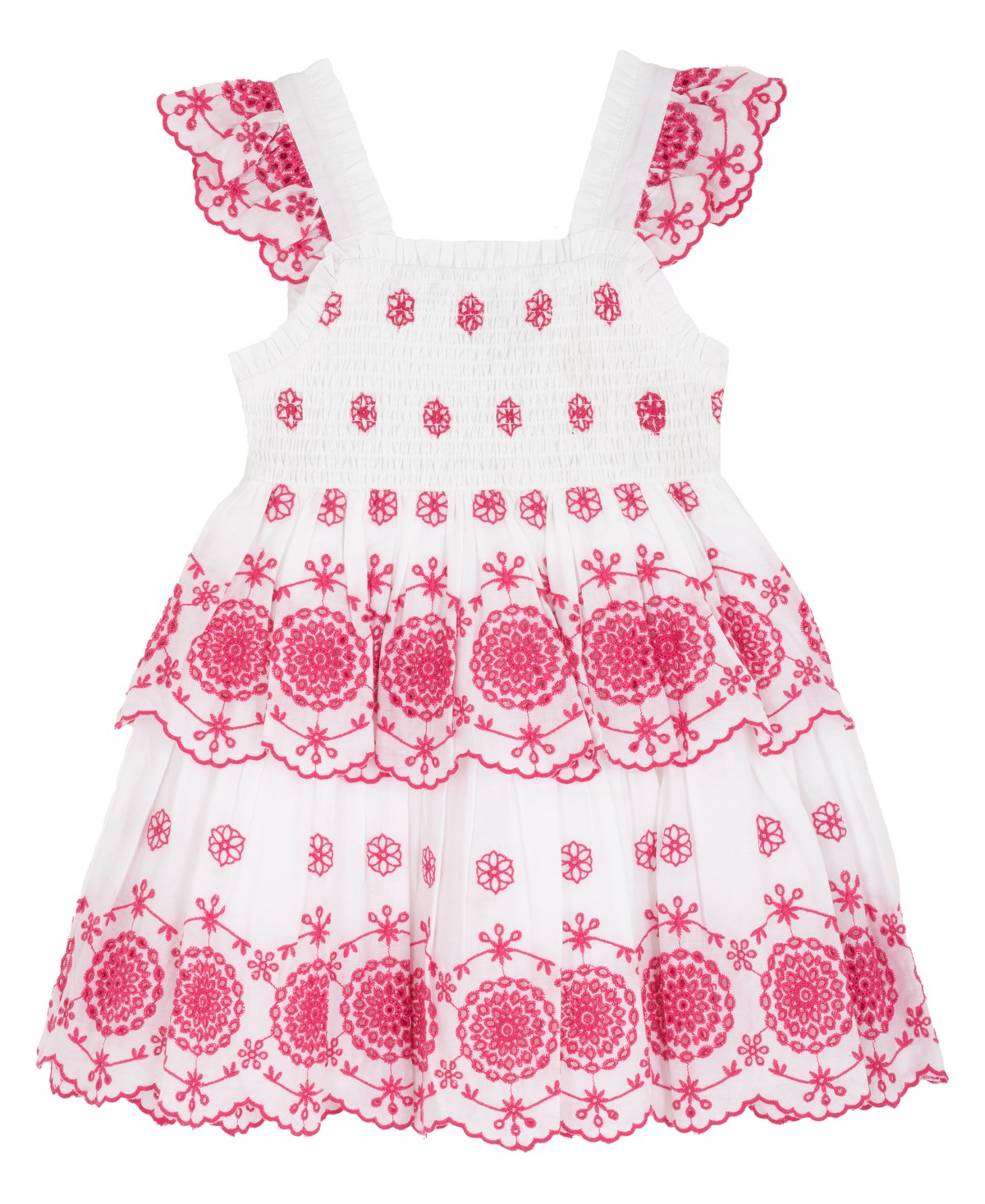 Платья Rare Editions Girls' 2T-6X Cotton Eyelet Flutter-Sleeve Dress — фото 1