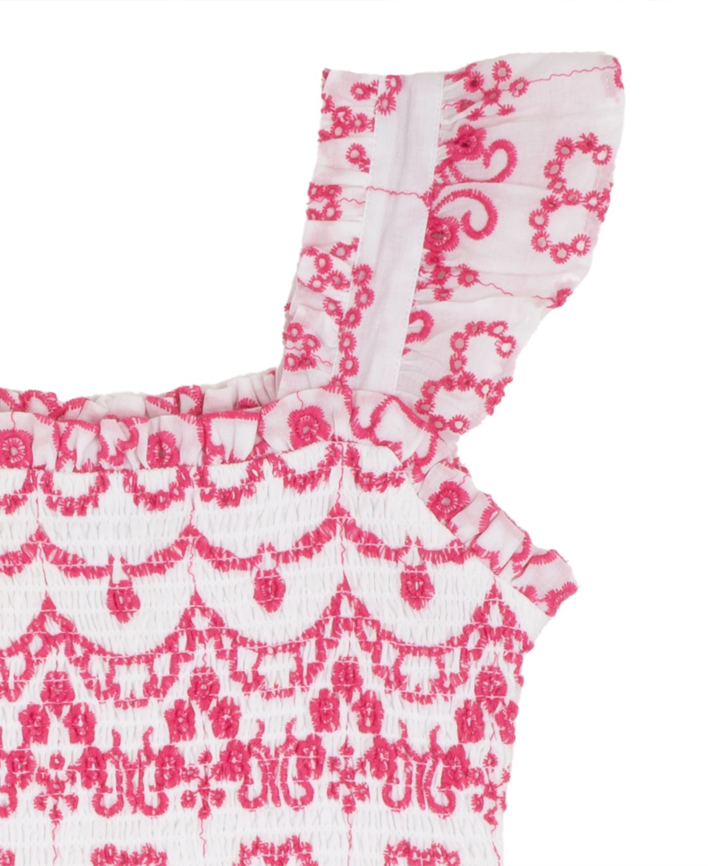 Платье Rare Editions Cotton Eyelet Flutter Square Neck Dress для девочек, цвет: Фуксия розовый — фото 3