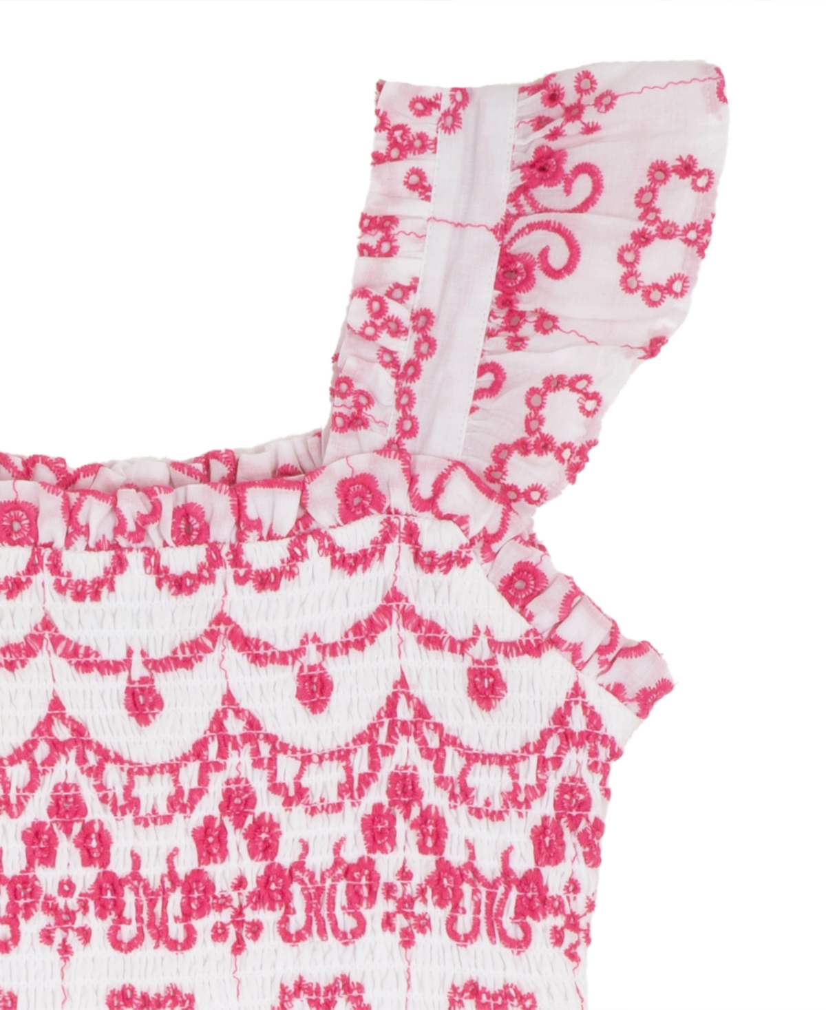 Rare Editions Girls' 7-16 Cotton Eyelet Flutter Square Neck Dress