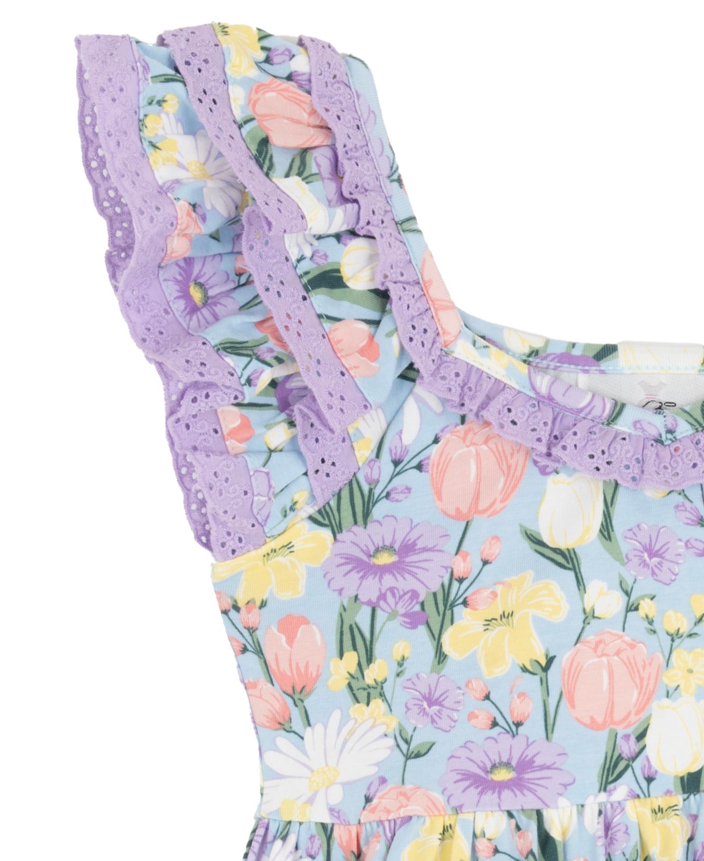 Платье Rare Editions Peri Printed Square Neck Dress для девочек, цвет: Лавандовый / Жёлтый — фото 6