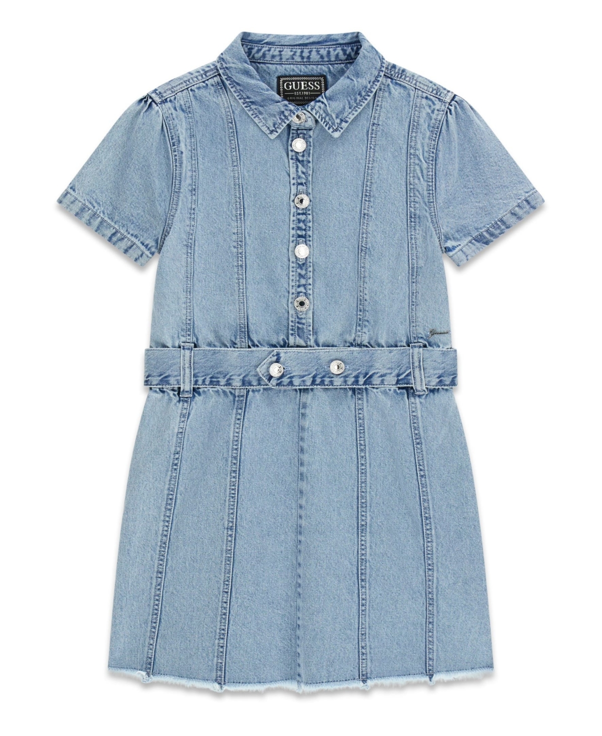 Guess Girls' 7-16 Short-Sleeve Denim Dress - Blue