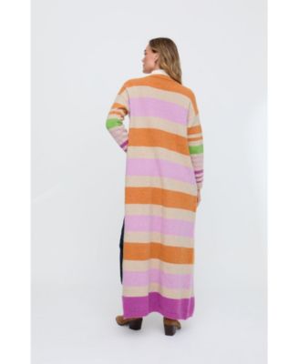 Women's Blondie Long Line Rugby Stripe Cardigan