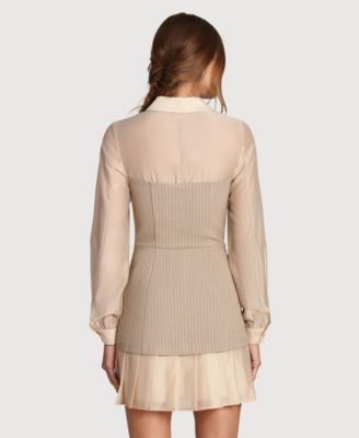 Women's Twofer Collared Neck Short Dress