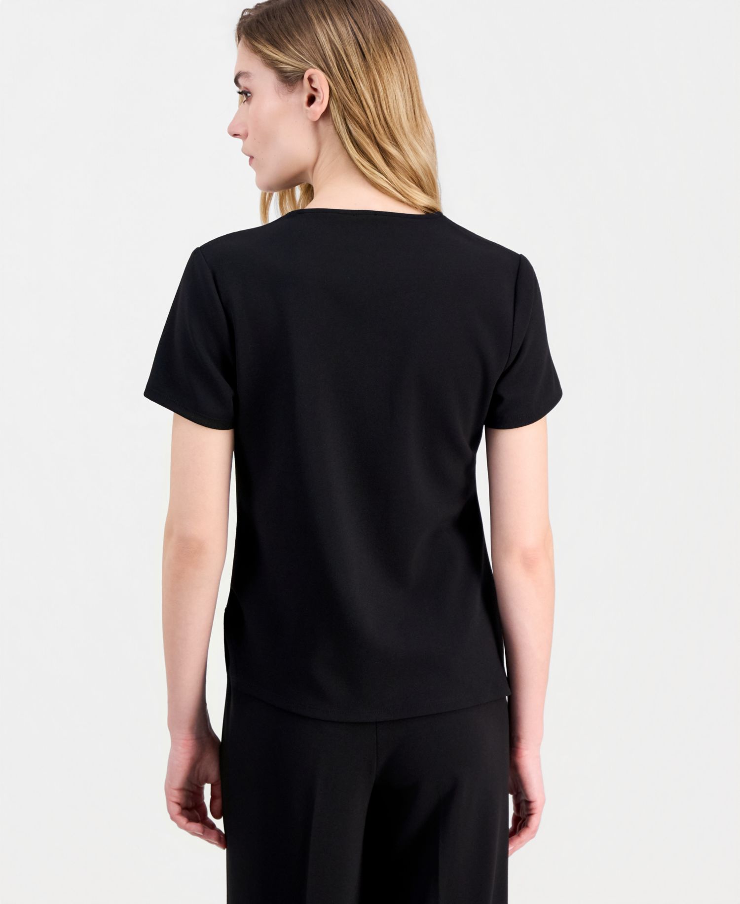 Women's Draped-Front Short-Sleeve Top