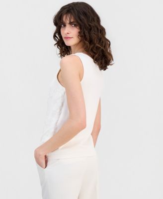 Women's Floral-Appliqu&eacute; Sleeveless Tank Sweater