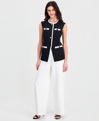 Women's Contrast Trim Four-Button Vest