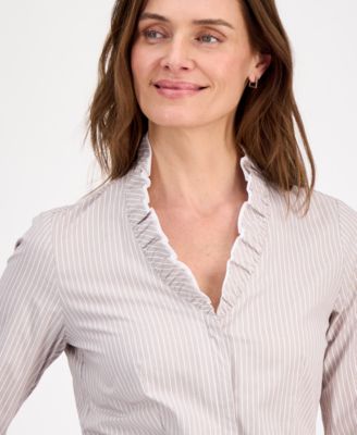 Women's Ruffled-Neck Long-Sleeve Blouse