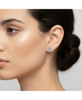 Elegant Dazzling Round Cubic Zirconia Halo Stud Earrings