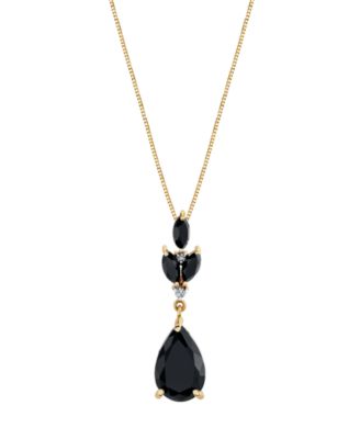Onyx (2-1/4 ct. t.w.) & Diamond Accent Pendant Necklace in 10k Yellow Gold