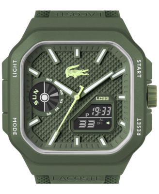 Men's LC33 Square Khaki Silicone Strap Watch, 44x50mm