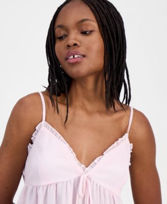 Juniors' Lace-Trim Babydoll Top