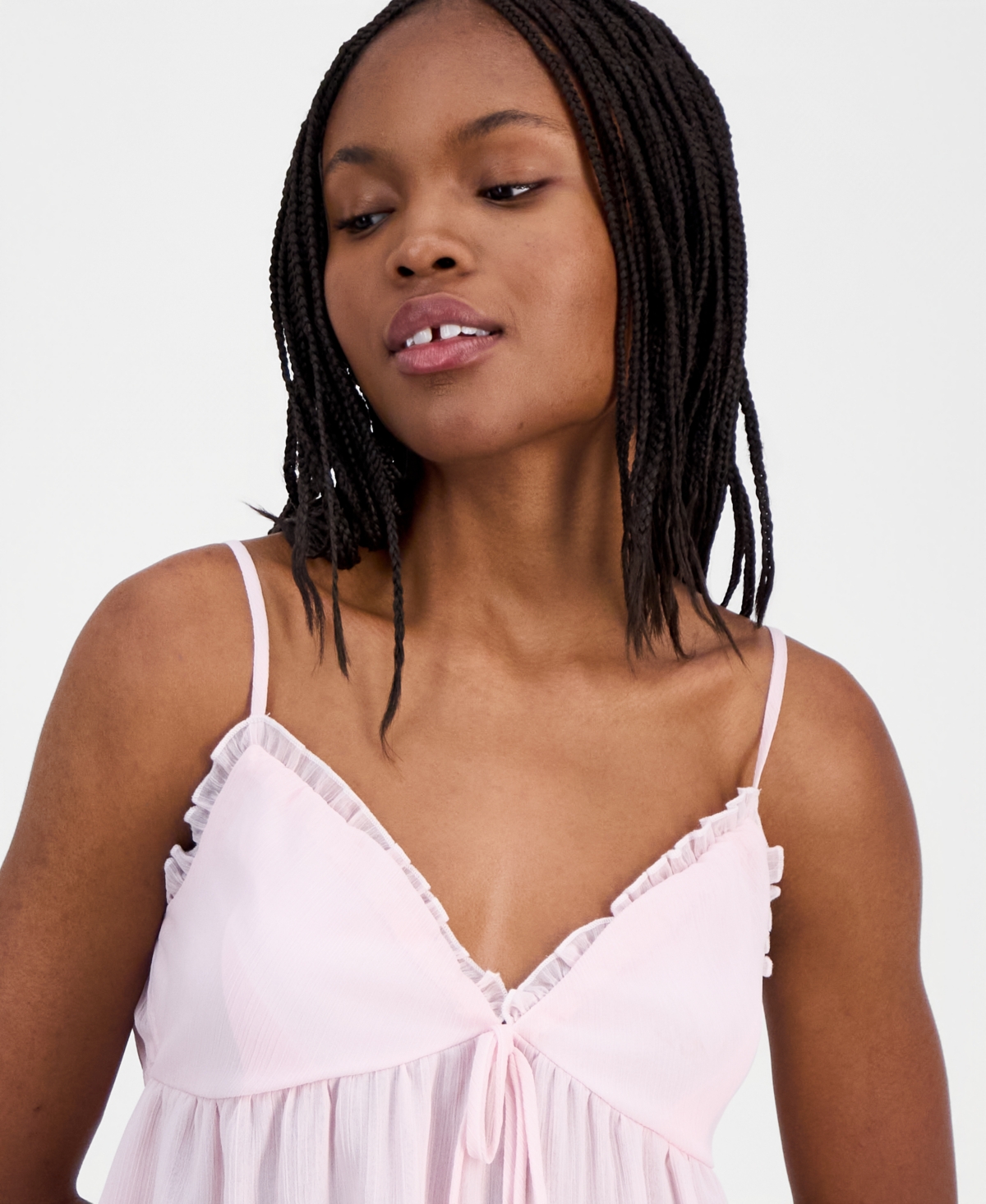 Madden Girl Juniors' Lace-Trim Babydoll Top