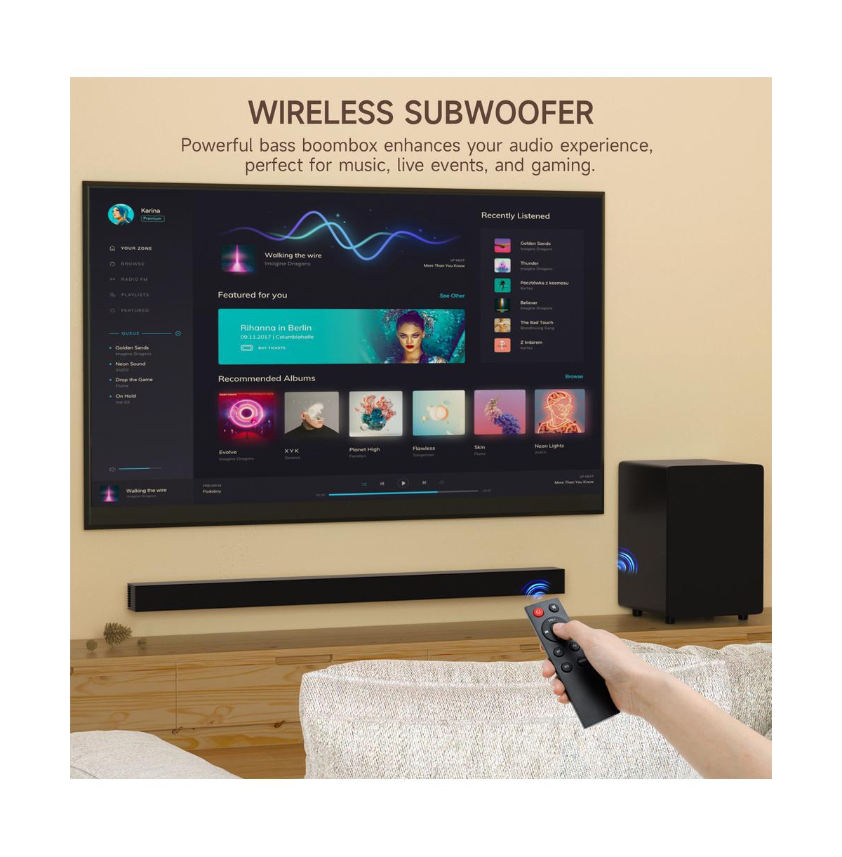 Artudatech 2.1 Channel Sound Bar and Subwoofer Set with Immersive Deep Bass & Bluetooth 5.0