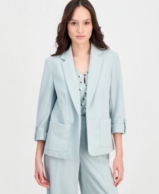 Petite Roll-Tab Patch-Pocket Blazer