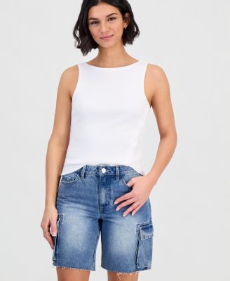 Juniors' Cargo Denim Jorts