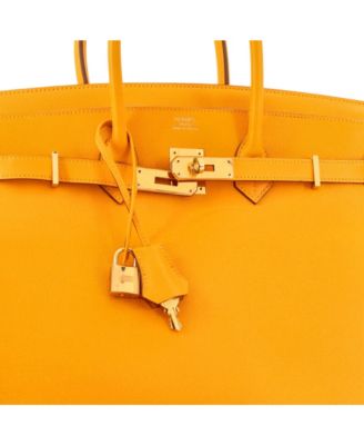 Pre-Owned HERMES Birkin 35 Handbag Yellow Epsom with Gold Hardware
