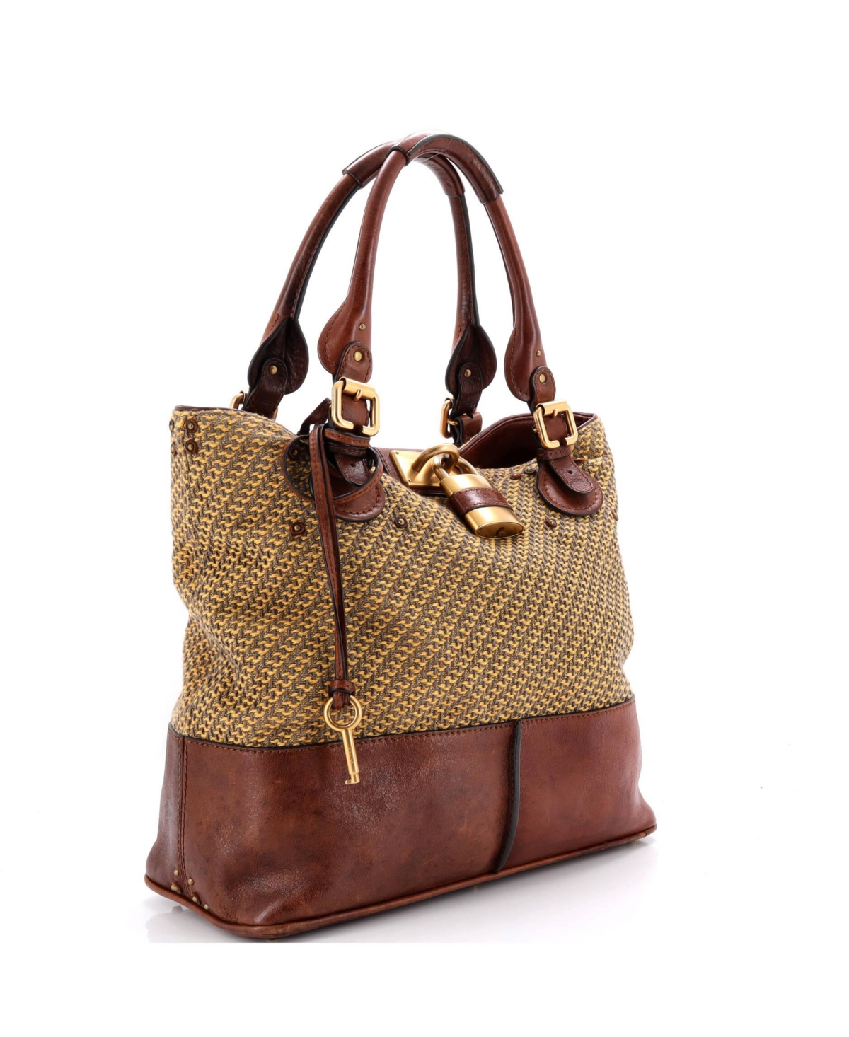 Pre-Owned Chloe Medium Paddington Tote Tweed and Leather