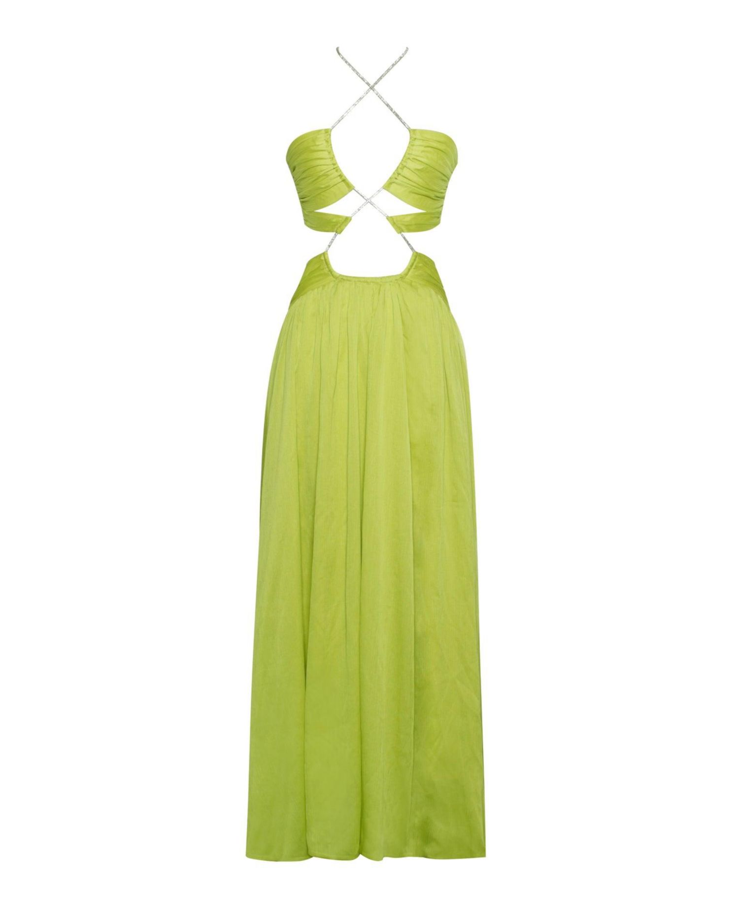 Women's Quinby Lemon Chiffon Pleated Lace Up Maxi Dress