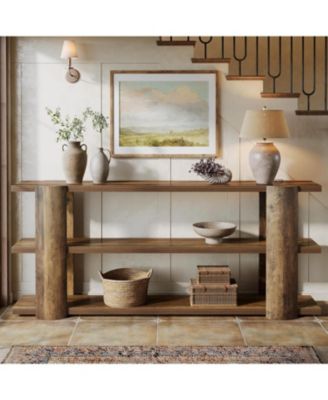 70.87" Extra Long Console Table for Entryway, Narrow Wooden 3-Tier Sofa Table Behind Couch, Farmhouse Entryway Accent Table