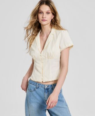 Women's Fitted Button-Front Poplin Shirt