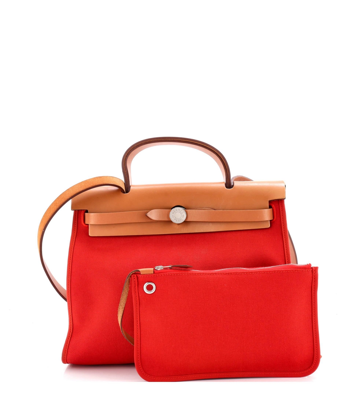 Pre-Owned HERMES 31 Herbag Zip Leather and Toile