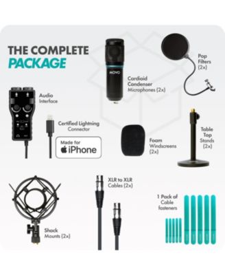 iPhone Podcast Equipment Bundle - Compatible with iPhone, iPad, iOS (Lightning)