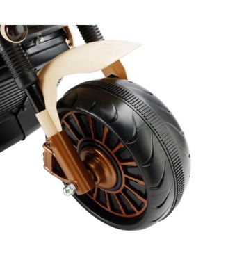 Dual Motor Kids Ride-On Motorcycle, 3-Wheel with LED Light & Wide Tires