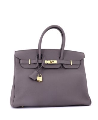 Pre-Owned HERMES Birkin 35 Handbag Grey Togo with Gold Hardware