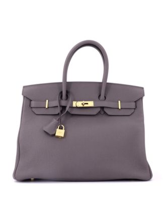 Pre-Owned HERMES Birkin 35 Handbag Grey Togo with Gold Hardware