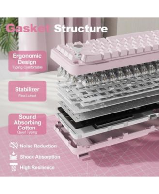 B68 Wireless Mechanical Keyboard,Tri-Mode BT5.0/2.4GHz/USB-C Hot Swappable Creamy Typing Gasket Mounted for Win/Mac (Milk V2 Switch)