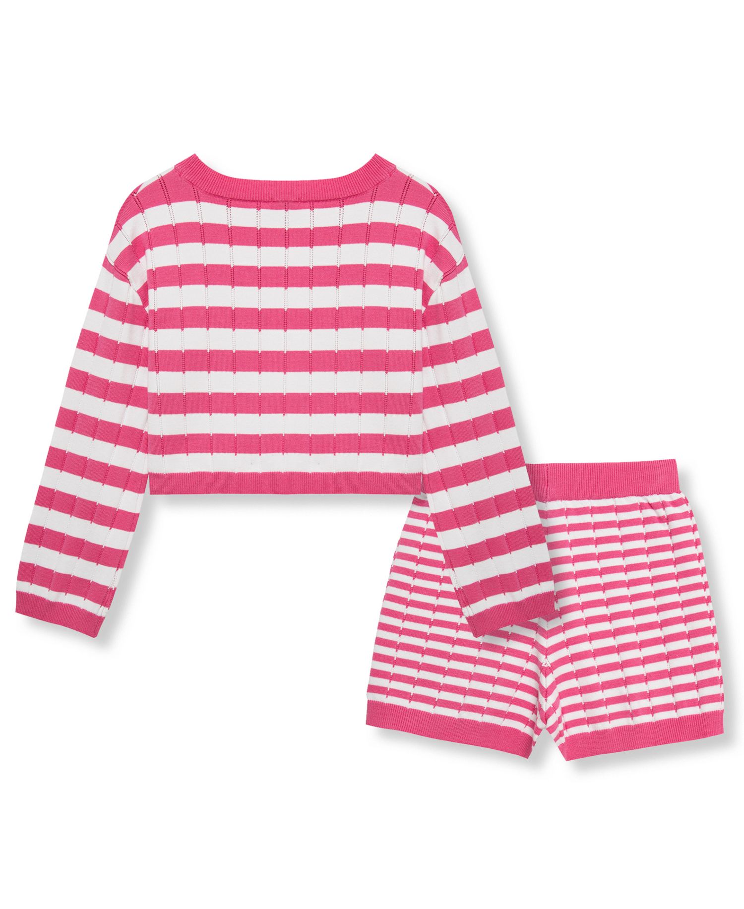 Girls' 7-16 Mixed Stripe Sweater and Shorts, 2-Piece Set
