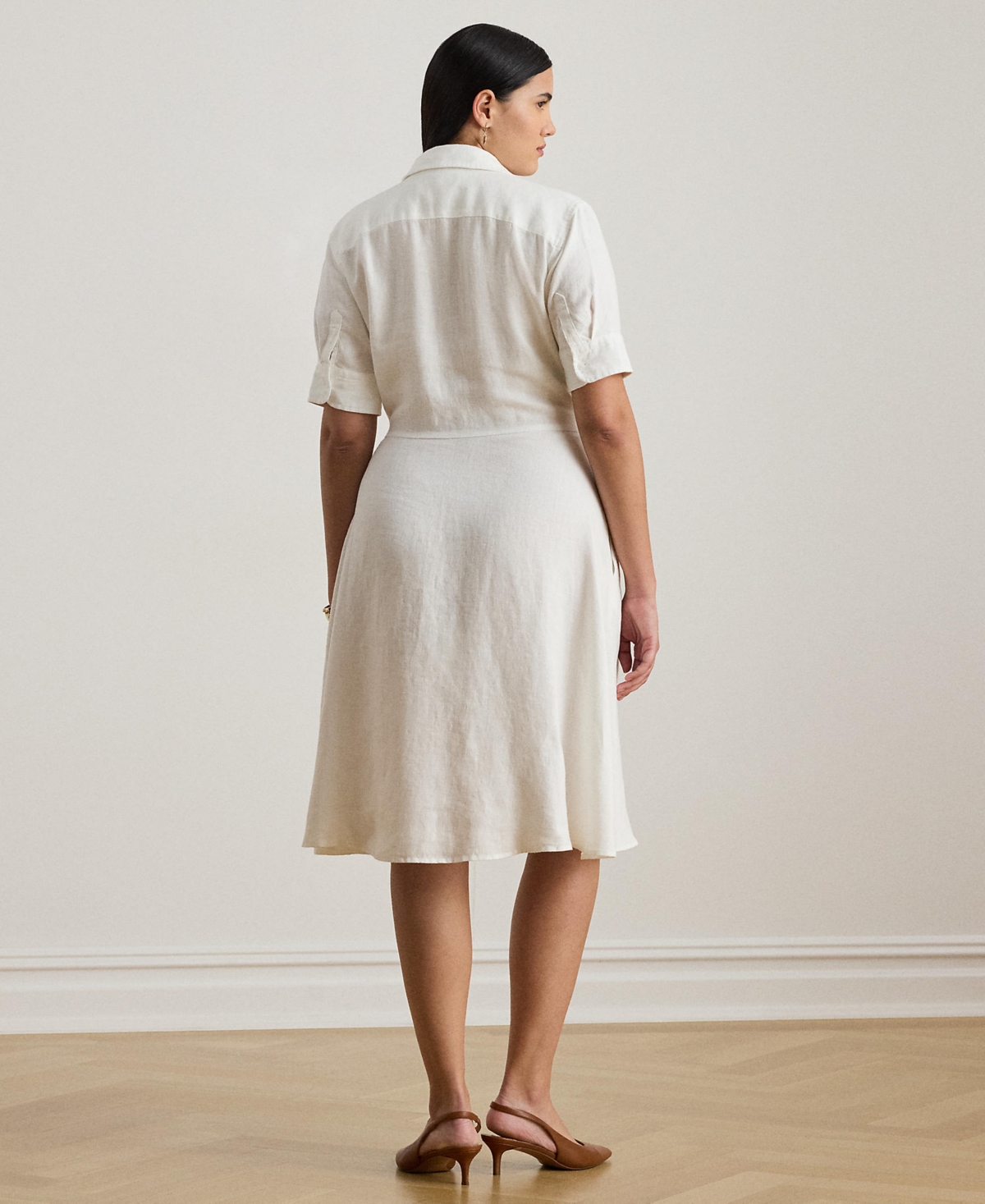 Lauren Ralph Plus-Size 100% Linen Shirtdress