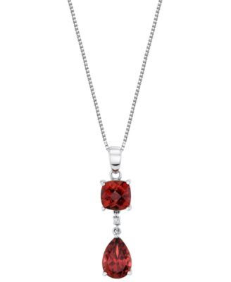 Garnet (4-5/24 ct. t.w.) & Diamond Accent Pendant Necklace in Sterling Silver