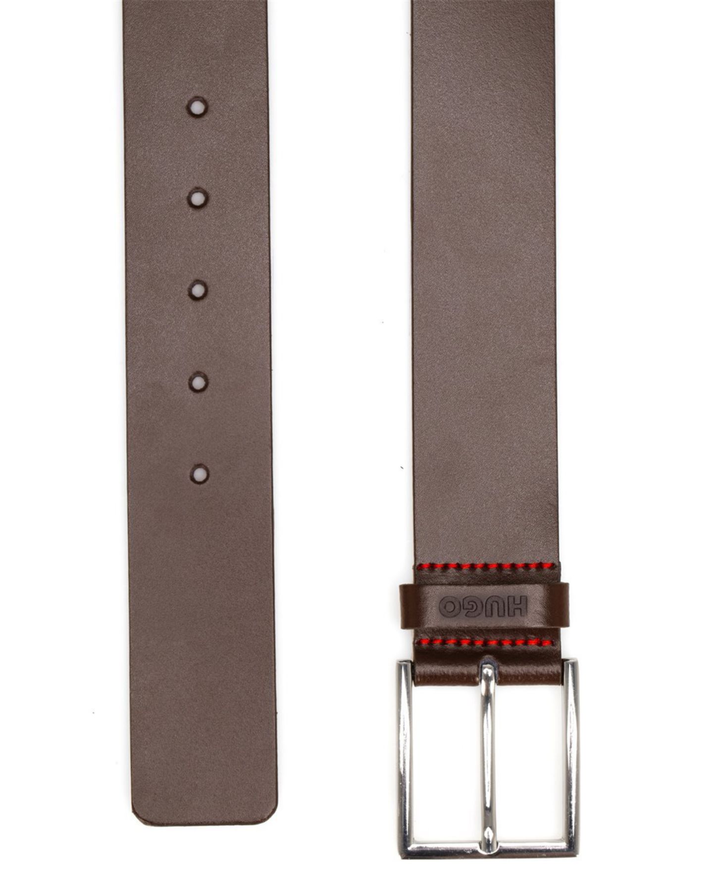 Мужской ремень Hugo Boss Grainy Leather Belt, цвет: Тёмный коричневый — фото 3