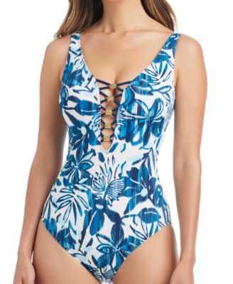 Women's Deep V-Neck One-Piece Swimsuit