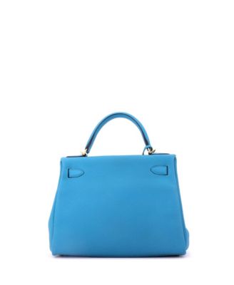 Kelly 28 Handbag Blue Togo with Gold Hardware