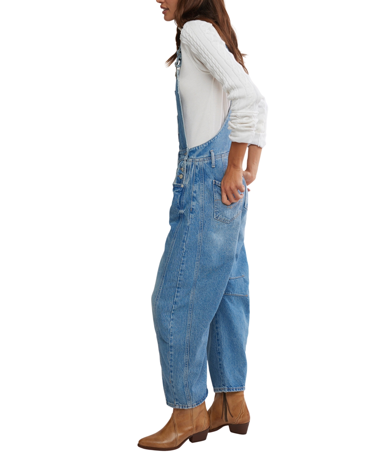 Free People Juniors' Good Luck Square Neck Overalls Pants
