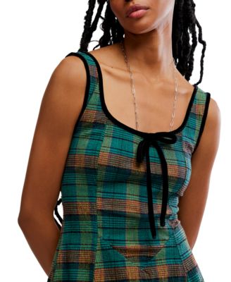 Women's Freya Plaid Scoop Neck Midi Dress