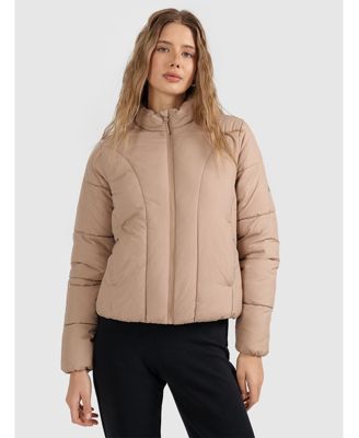 Women's down jacket with synthetic filling - beige