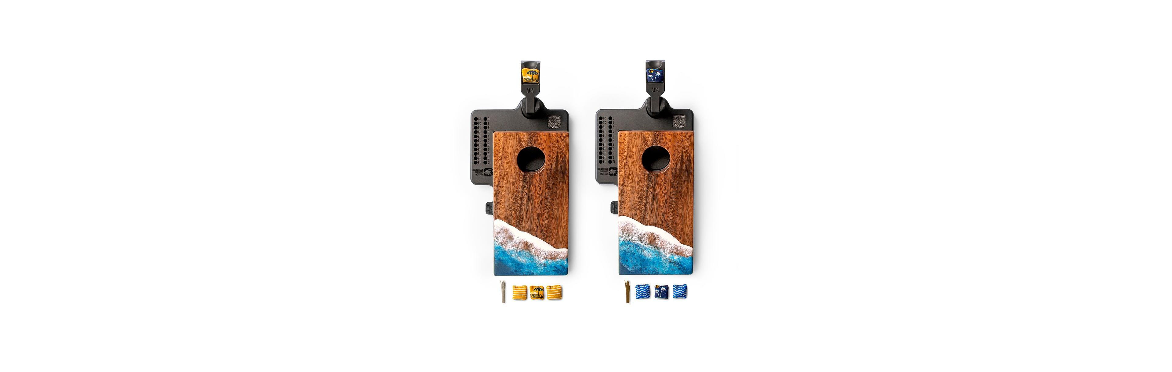 Elakai The Beach Epoxy Resin Double Chuck Art Mini Tabletop Cornhole Game