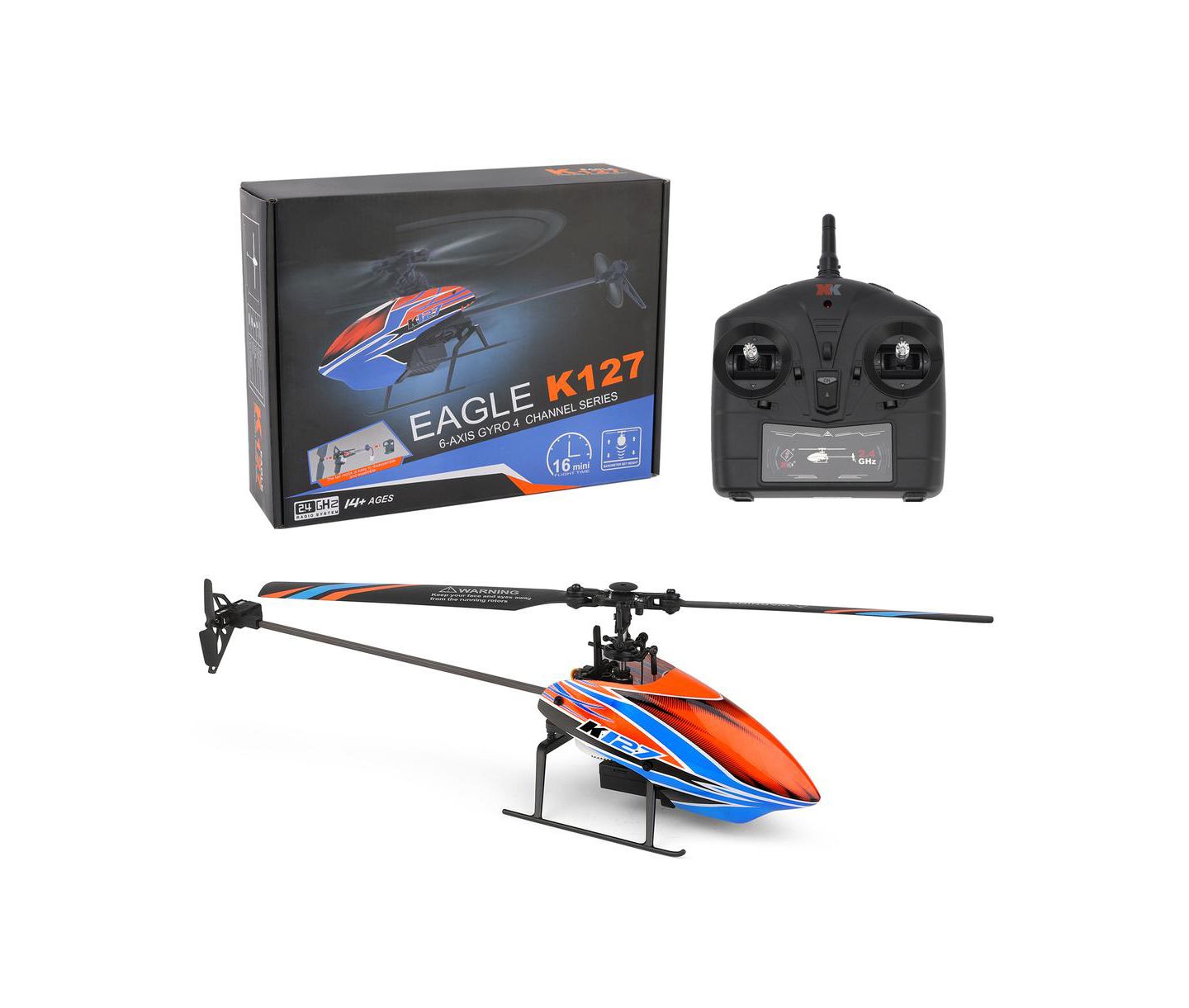 Детская игрушка Bruce & Shark K127 4-Channel Auto-Hover 6-Axis Gyro RC Helicopter, цвет: Оранжевый — фото 1