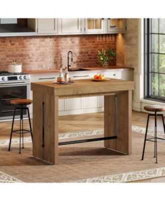 Bar Table, 41.3" Pub Table with Metal Footrest