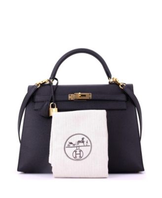 Pre-Owned HERMES Kelly 32 Handbag Black Epsom with Gold Hardware