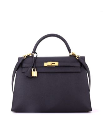 Pre-Owned HERMES Kelly 32 Handbag Black Epsom with Gold Hardware