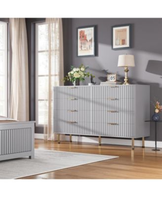8-Drawer Modern Fluted Dresser, 55 Inch Wide Chest, Deep Drawers, Large Organizer for Bedroom, Living Room, Kids Room